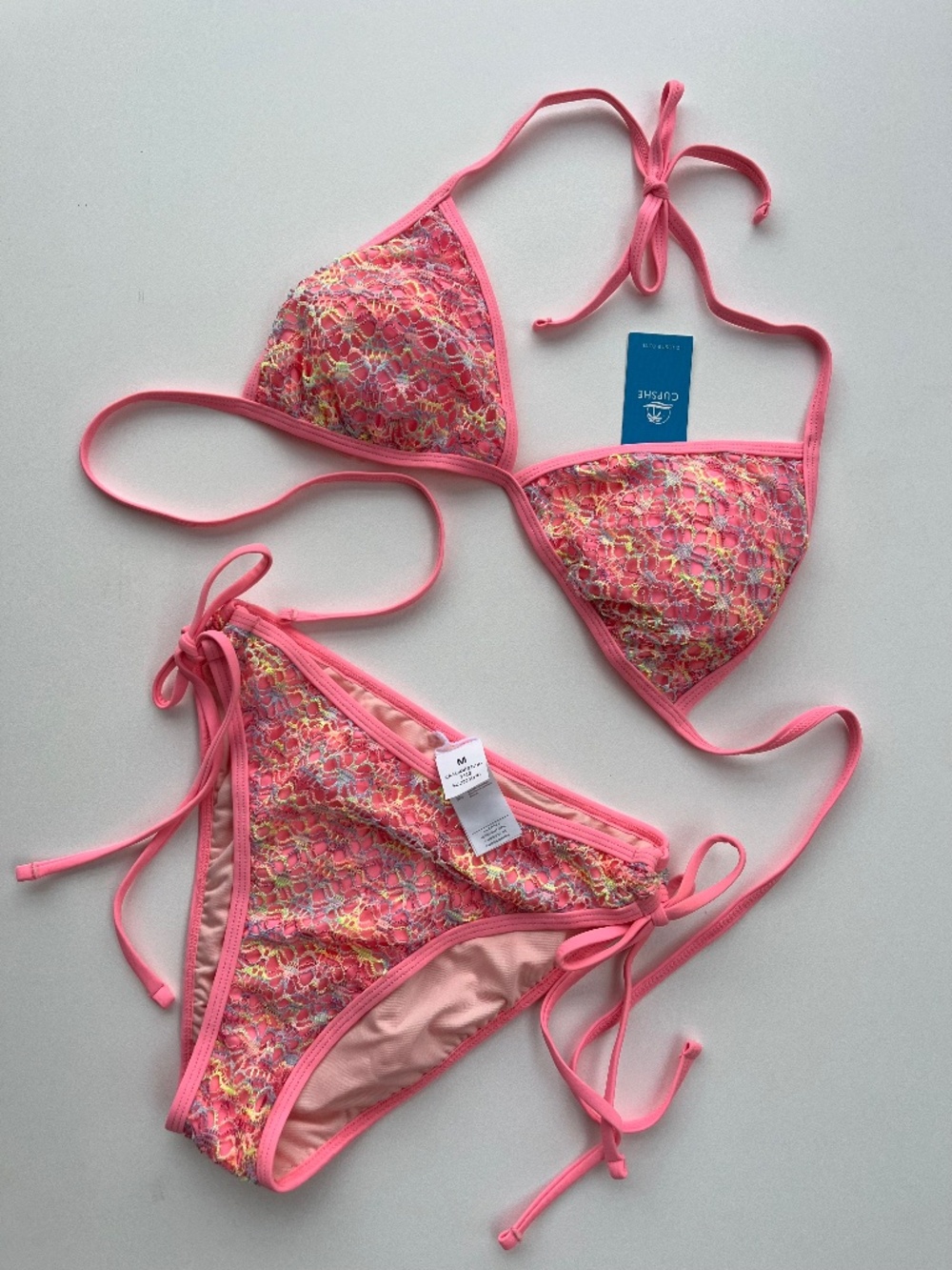 Cupshe pink bikini set 2 pc size medium